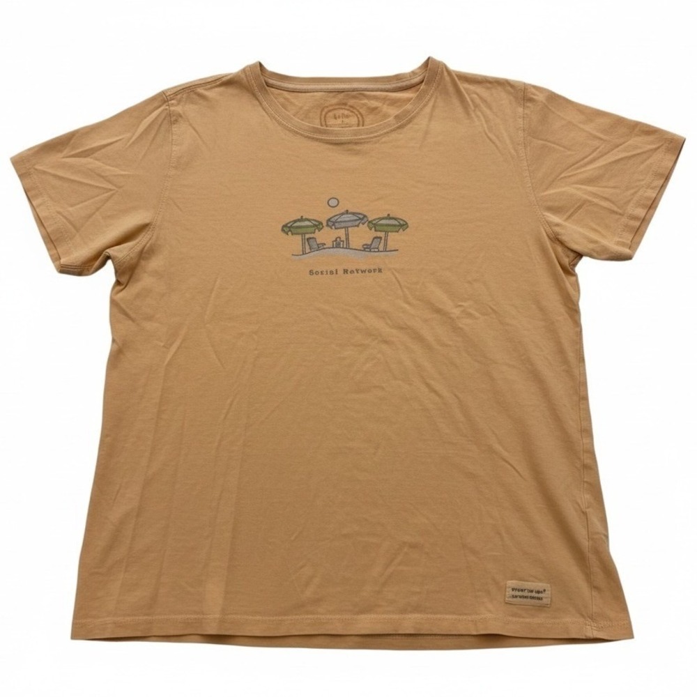 Life is Good T-Shirt Womens M‎ Medium Orange Social Network Beach Graphic Tee